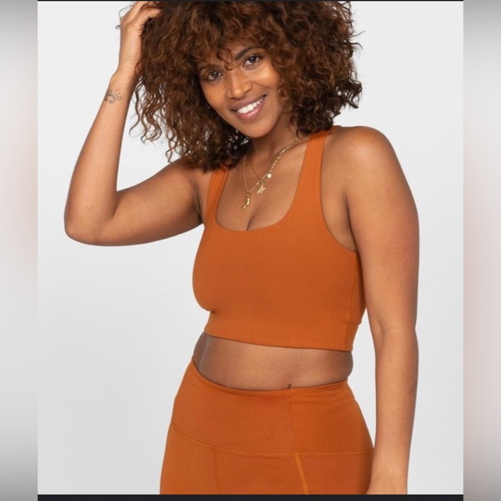 Girlfriend Collective Trail Paloma Racerback Bra in Caramel , size M